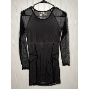 Women's Young Fabulous & Broke Dress XS Black Mesh Lined Long Sleeve Dress